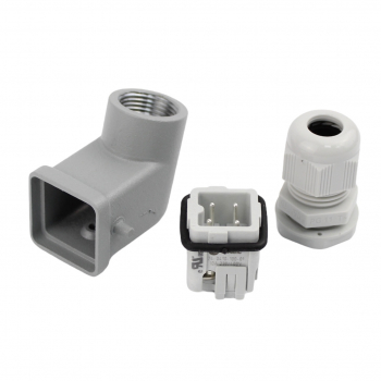 Preview: Industriesteckverbinder - Stecker gewinkelt 4 Polig 10A - Metall